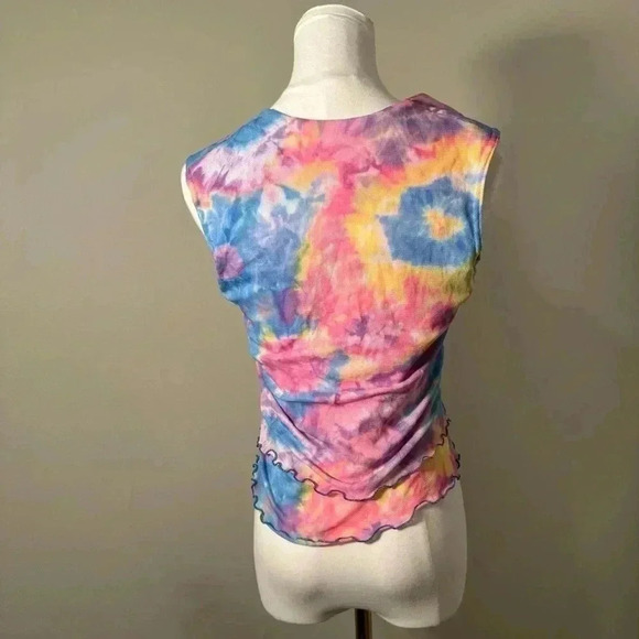 Vintage tie dye ruffled tank top L y2k - Picture 5 of 5
